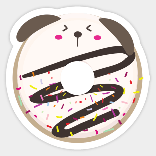 Vanilla Kawaii Donut Dog Sticker